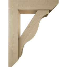 Ekena Millwork - BKTUR0554X24X32FST06RCPR - Timberthane Faux Wood Funston Style Bracket w/ Offset Brace, Slat Ends, 5 1/2"W x 24"D x 32"H, Primed Tan