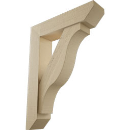Ekena Millwork - BKTUR0554X24X32FST06RCPR - Timberthane Faux Wood Funston Style Bracket w/ Offset Brace, Slat Ends, 5 1/2"W x 24"D x 32"H, Primed Tan