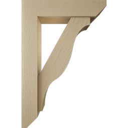 Ekena Millwork - BKTUR0554X24X36FST06RCPR - Timberthane Faux Wood Funston Style Bracket w/ Offset Brace, Slat Ends, 5 1/2"W x 24"D x 36"H, Primed Tan