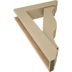 Ekena Millwork - BKTUR0554X24X36FST06RCPR - Timberthane Faux Wood Funston Style Bracket w/ Offset Brace, Slat Ends, 5 1/2"W x 24"D x 36"H, Primed Tan
