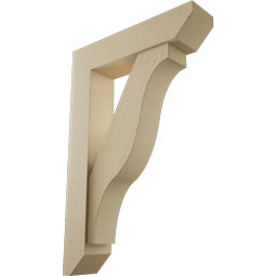 Ekena Millwork - BKTUR0554X24X36FST06RCPR - Timberthane Faux Wood Funston Style Bracket w/ Offset Brace, Slat Ends, 5 1/2"W x 24"D x 36"H, Primed Tan
