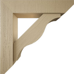 Ekena Millwork - BKTUR0554X26X26FST06RCPR - Timberthane Faux Wood Funston Style Bracket w/ Offset Brace, Slat Ends, 5 1/2"W x 26"D x 26"H, Primed Tan
