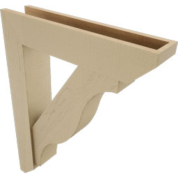 Ekena Millwork - BKTUR0554X26X34FST06RCPR - Timberthane Faux Wood Funston Style Bracket w/ Offset Brace, Slat Ends, 5 1/2"W x 26"D x 34"H, Primed Tan