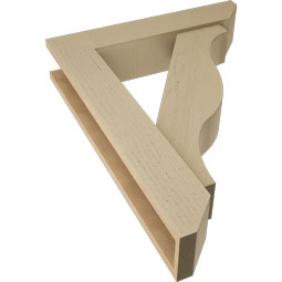 Ekena Millwork - BKTUR0554X26X34FST06RCPR - Timberthane Faux Wood Funston Style Bracket w/ Offset Brace, Slat Ends, 5 1/2"W x 26"D x 34"H, Primed Tan