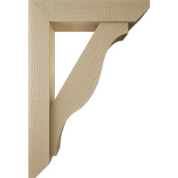 Ekena Millwork - BKTUR0554X26X38FST06RCPR - Timberthane Faux Wood Funston Style Bracket w/ Offset Brace, Slat Ends, 5 1/2"W x 26"D x 38"H, Primed Tan