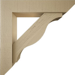 Ekena Millwork - BKTUR0554X28X28FST06RCPR - Timberthane Faux Wood Funston Style Bracket w/ Offset Brace, Slat Ends, 5 1/2"W x 28"D x 28"H, Primed Tan
