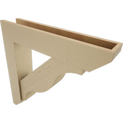 Ekena Millwork - BKTUR0554X28X28FST06RCPR - Timberthane Faux Wood Funston Style Bracket w/ Offset Brace, Slat Ends, 5 1/2"W x 28"D x 28"H, Primed Tan