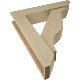 Ekena Millwork - BKTUR0554X28X32FST06RCPR - Timberthane Faux Wood Funston Style Bracket w/ Offset Brace, Slat Ends, 5 1/2"W x 28"D x 32"H, Primed Tan