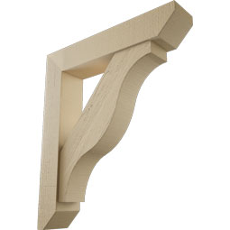 Ekena Millwork - BKTUR0554X28X32FST06RCPR - Timberthane Faux Wood Funston Style Bracket w/ Offset Brace, Slat Ends, 5 1/2"W x 28"D x 32"H, Primed Tan