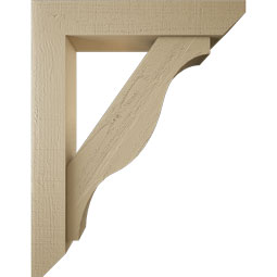 Ekena Millwork - BKTUR0554X28X36FST06RCPR - Timberthane Faux Wood Funston Style Bracket w/ Offset Brace, Slat Ends, 5 1/2"W x 28"D x 36"H, Primed Tan