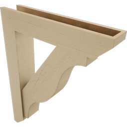 Ekena Millwork - BKTUR0554X28X36FST06RCPR - Timberthane Faux Wood Funston Style Bracket w/ Offset Brace, Slat Ends, 5 1/2"W x 28"D x 36"H, Primed Tan