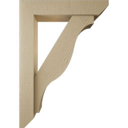 Ekena Millwork - BKTUR0554X28X40FST06RCPR - Timberthane Faux Wood Funston Style Bracket w/ Offset Brace, Slat Ends, 5 1/2"W x 28"D x 40"H, Primed Tan