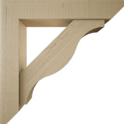 Ekena Millwork - BKTUR0554X30X30FST06RCPR - Timberthane Faux Wood Funston Style Bracket w/ Offset Brace, Slat Ends, 5 1/2"W x 30"D x 30"H, Primed Tan