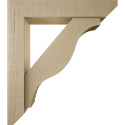 Ekena Millwork - BKTUR0554X30X34FST06RCPR - Timberthane Faux Wood Funston Style Bracket w/ Offset Brace, Slat Ends, 5 1/2"W x 30"D x 34"H, Primed Tan