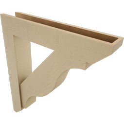 Ekena Millwork - BKTUR0554X30X34FST06RCPR - Timberthane Faux Wood Funston Style Bracket w/ Offset Brace, Slat Ends, 5 1/2"W x 30"D x 34"H, Primed Tan