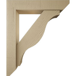 Ekena Millwork - BKTUR0554X30X36FST06RCPR - Timberthane Faux Wood Funston Style Bracket w/ Offset Brace, Slat Ends, 5 1/2"W x 30"D x 36"H, Primed Tan