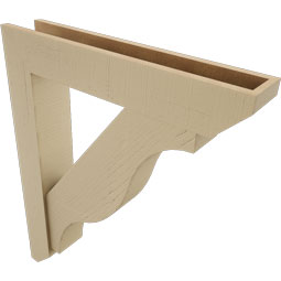 Ekena Millwork - BKTUR0554X30X36FST06RCPR - Timberthane Faux Wood Funston Style Bracket w/ Offset Brace, Slat Ends, 5 1/2"W x 30"D x 36"H, Primed Tan