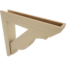 Ekena Millwork - BKTUR0554X32X32FST06RCPR - Timberthane Faux Wood Funston Style Bracket w/ Offset Brace, Slat Ends, 5 1/2"W x 32"D x 32"H, Primed Tan