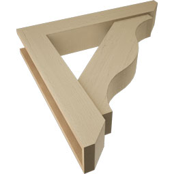 Ekena Millwork - BKTUR0554X32X32FST06RCPR - Timberthane Faux Wood Funston Style Bracket w/ Offset Brace, Slat Ends, 5 1/2"W x 32"D x 32"H, Primed Tan