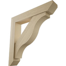 Ekena Millwork - BKTUR0554X32X32FST06RCPR - Timberthane Faux Wood Funston Style Bracket w/ Offset Brace, Slat Ends, 5 1/2"W x 32"D x 32"H, Primed Tan