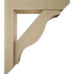 Ekena Millwork - BKTUR0554X32X36FST06RCPR - Timberthane Faux Wood Funston Style Bracket w/ Offset Brace, Slat Ends, 5 1/2"W x 32"D x 36"H, Primed Tan