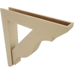 Ekena Millwork - BKTUR0554X32X36FST06RCPR - Timberthane Faux Wood Funston Style Bracket w/ Offset Brace, Slat Ends, 5 1/2"W x 32"D x 36"H, Primed Tan
