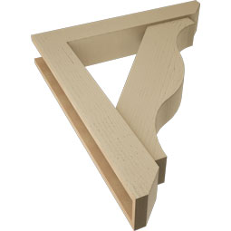 Ekena Millwork - BKTUR0554X32X38FST06RCPR - Timberthane Faux Wood Funston Style Bracket w/ Offset Brace, Slat Ends, 5 1/2"W x 32"D x 38"H, Primed Tan
