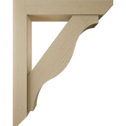 Ekena Millwork - BKTUR0554X32X40FST06RCPR - Timberthane Faux Wood Funston Style Bracket w/ Offset Brace, Slat Ends, 5 1/2"W x 32"D x 40"H, Primed Tan