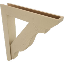 Ekena Millwork - BKTUR0554X32X40FST06RCPR - Timberthane Faux Wood Funston Style Bracket w/ Offset Brace, Slat Ends, 5 1/2"W x 32"D x 40"H, Primed Tan