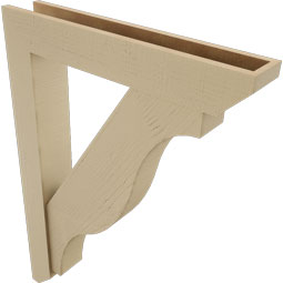 Ekena Millwork - BKTUR0554X32X44FST06RCPR - Timberthane Faux Wood Funston Style Bracket w/ Offset Brace, Slat Ends, 5 1/2"W x 32"D x 44"H, Primed Tan