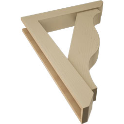 Ekena Millwork - BKTUR0554X32X44FST06RCPR - Timberthane Faux Wood Funston Style Bracket w/ Offset Brace, Slat Ends, 5 1/2"W x 32"D x 44"H, Primed Tan