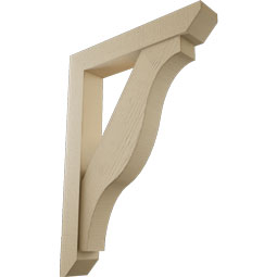 Ekena Millwork - BKTUR0554X32X44FST06RCPR - Timberthane Faux Wood Funston Style Bracket w/ Offset Brace, Slat Ends, 5 1/2"W x 32"D x 44"H, Primed Tan