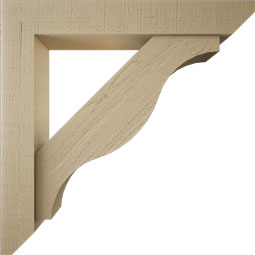 Ekena Millwork - BKTUR0554X34X34FST06RCPR - Timberthane Faux Wood Funston Style Bracket w/ Offset Brace, Slat Ends, 5 1/2"W x 34"D x 34"H, Primed Tan