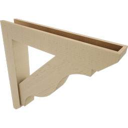 Ekena Millwork - BKTUR0554X34X34FST06RCPR - Timberthane Faux Wood Funston Style Bracket w/ Offset Brace, Slat Ends, 5 1/2"W x 34"D x 34"H, Primed Tan