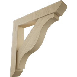 Ekena Millwork - BKTUR0554X34X34FST06RCPR - Timberthane Faux Wood Funston Style Bracket w/ Offset Brace, Slat Ends, 5 1/2"W x 34"D x 34"H, Primed Tan