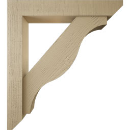 Ekena Millwork - BKTUR0554X34X38FST06RCPR - Timberthane Faux Wood Funston Style Bracket w/ Offset Brace, Slat Ends, 5 1/2"W x 34"D x 38"H, Primed Tan
