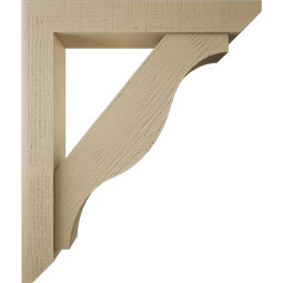 Ekena Millwork - BKTUR0554X34X40FST06RCPR - Timberthane Faux Wood Funston Style Bracket w/ Offset Brace, Slat Ends, 5 1/2"W x 34"D x 40"H, Primed Tan