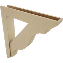 Ekena Millwork - BKTUR0554X34X40FST06RCPR - Timberthane Faux Wood Funston Style Bracket w/ Offset Brace, Slat Ends, 5 1/2"W x 34"D x 40"H, Primed Tan