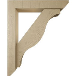 Ekena Millwork - BKTUR0554X34X42FST06RCPR - Timberthane Faux Wood Funston Style Bracket w/ Offset Brace, Slat Ends, 5 1/2"W x 34"D x 42"H, Primed Tan