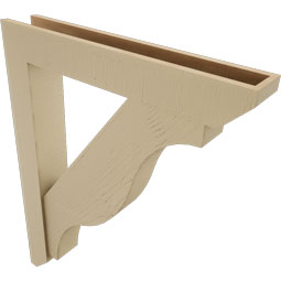 Ekena Millwork - BKTUR0554X34X42FST06RCPR - Timberthane Faux Wood Funston Style Bracket w/ Offset Brace, Slat Ends, 5 1/2"W x 34"D x 42"H, Primed Tan