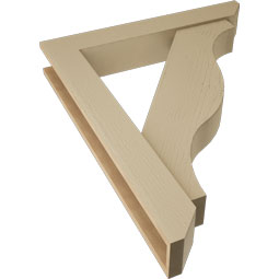 Ekena Millwork - BKTUR0554X34X42FST06RCPR - Timberthane Faux Wood Funston Style Bracket w/ Offset Brace, Slat Ends, 5 1/2"W x 34"D x 42"H, Primed Tan
