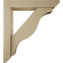 Ekena Millwork - BKTUR0554X36X40FST06RCPR - Timberthane Faux Wood Funston Style Bracket w/ Offset Brace, Slat Ends, 5 1/2"W x 36"D x 40"H, Primed Tan