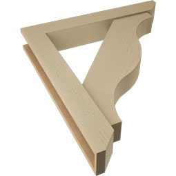 Ekena Millwork - BKTUR0554X36X40FST06RCPR - Timberthane Faux Wood Funston Style Bracket w/ Offset Brace, Slat Ends, 5 1/2"W x 36"D x 40"H, Primed Tan