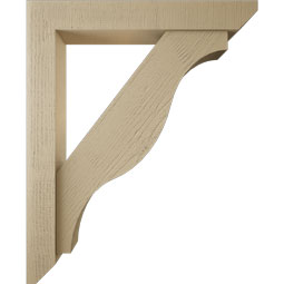Ekena Millwork - BKTUR0554X36X44FST06RCPR - Timberthane Faux Wood Funston Style Bracket w/ Offset Brace, Slat Ends, 5 1/2"W x 36"D x 44"H, Primed Tan