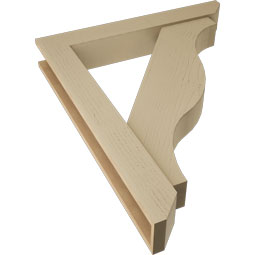Ekena Millwork - BKTUR0554X36X44FST06RCPR - Timberthane Faux Wood Funston Style Bracket w/ Offset Brace, Slat Ends, 5 1/2"W x 36"D x 44"H, Primed Tan