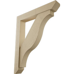 Ekena Millwork - BKTUR0554X36X44FST06RCPR - Timberthane Faux Wood Funston Style Bracket w/ Offset Brace, Slat Ends, 5 1/2"W x 36"D x 44"H, Primed Tan