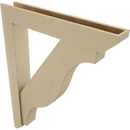 Ekena Millwork - BKTUR0554X36X48FST06RCPR - Timberthane Faux Wood Funston Style Bracket w/ Offset Brace, Slat Ends, 5 1/2"W x 36"D x 48"H, Primed Tan