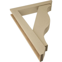 Ekena Millwork - BKTUR0554X36X48FST06RCPR - Timberthane Faux Wood Funston Style Bracket w/ Offset Brace, Slat Ends, 5 1/2"W x 36"D x 48"H, Primed Tan