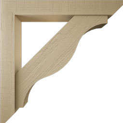 Ekena Millwork - BKTUR0554X38X38FST06RCPR - Timberthane Faux Wood Funston Style Bracket w/ Offset Brace, Slat Ends, 5 1/2"W x 38"D x 38"H, Primed Tan