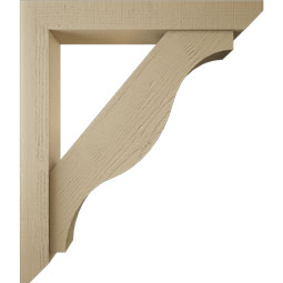 Ekena Millwork - BKTUR0554X38X44FST06RCPR - Timberthane Faux Wood Funston Style Bracket w/ Offset Brace, Slat Ends, 5 1/2"W x 38"D x 44"H, Primed Tan